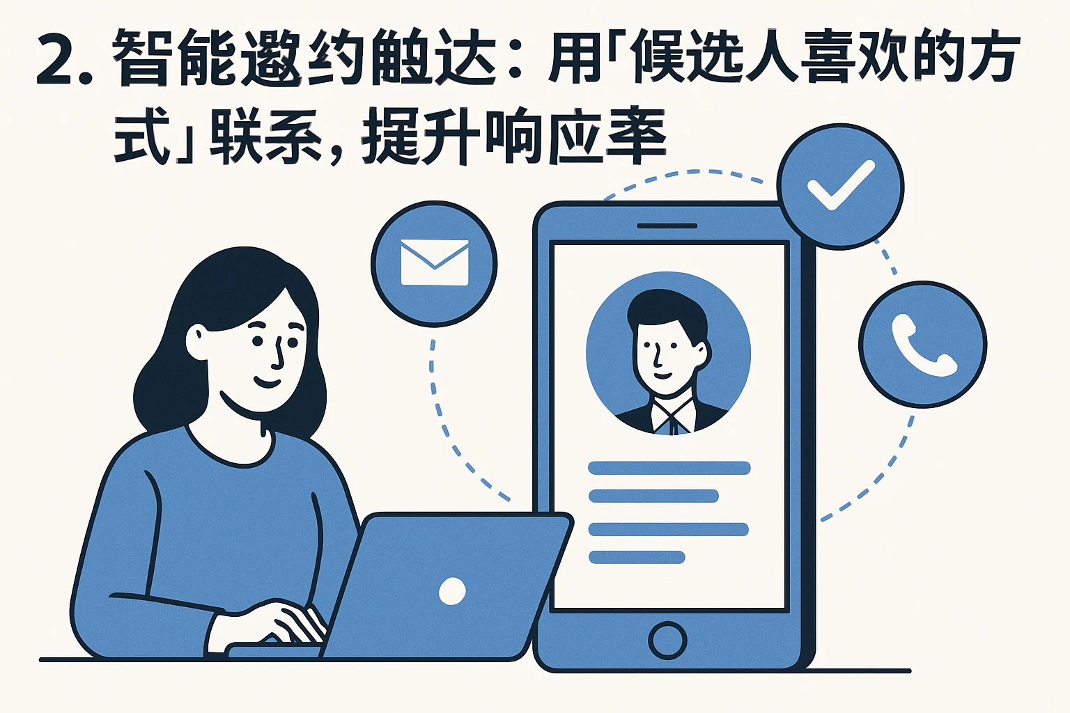 2. 智能邀约触达：用“候选人喜欢的方式”联系，提升响应率