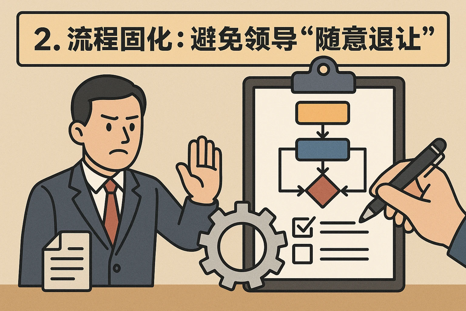 2. 流程固化：避免领导“随意退让”