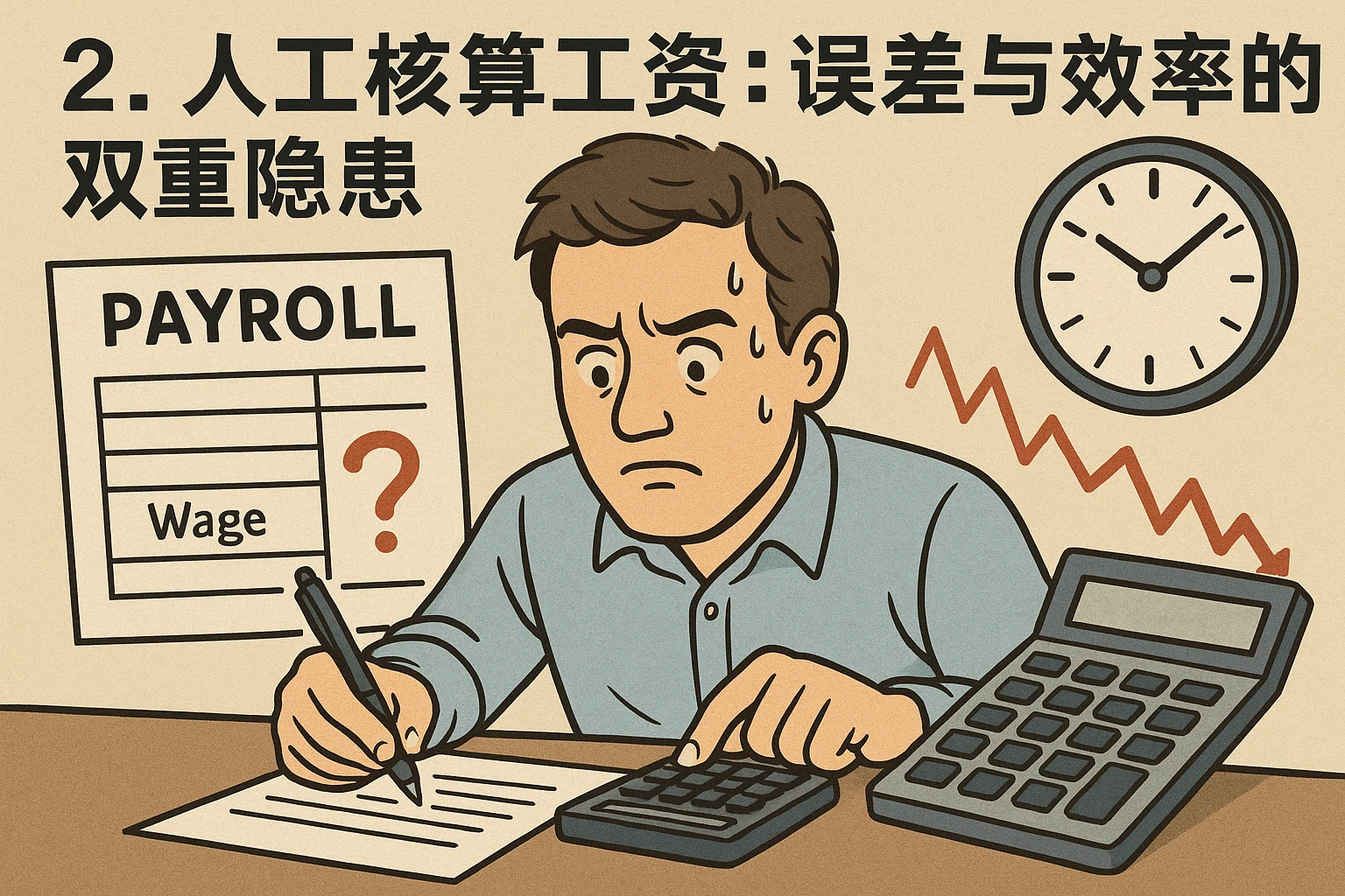 2. 人工核算工资：误差与效率的双重隐患