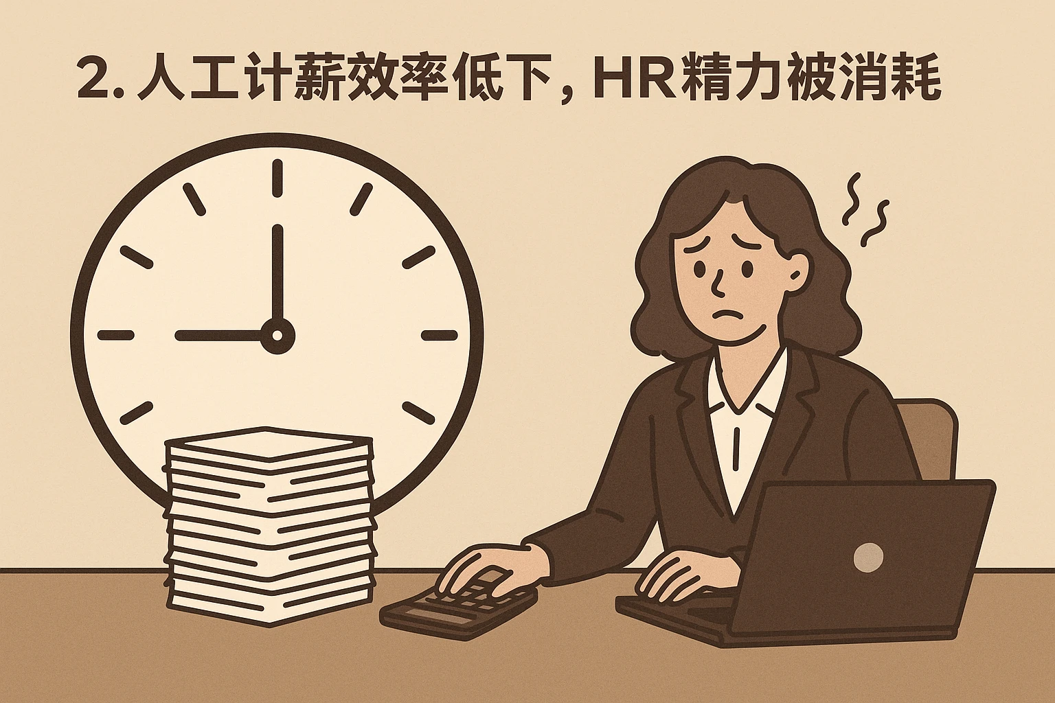 2. 人工计薪效率低下，HR精力被消耗