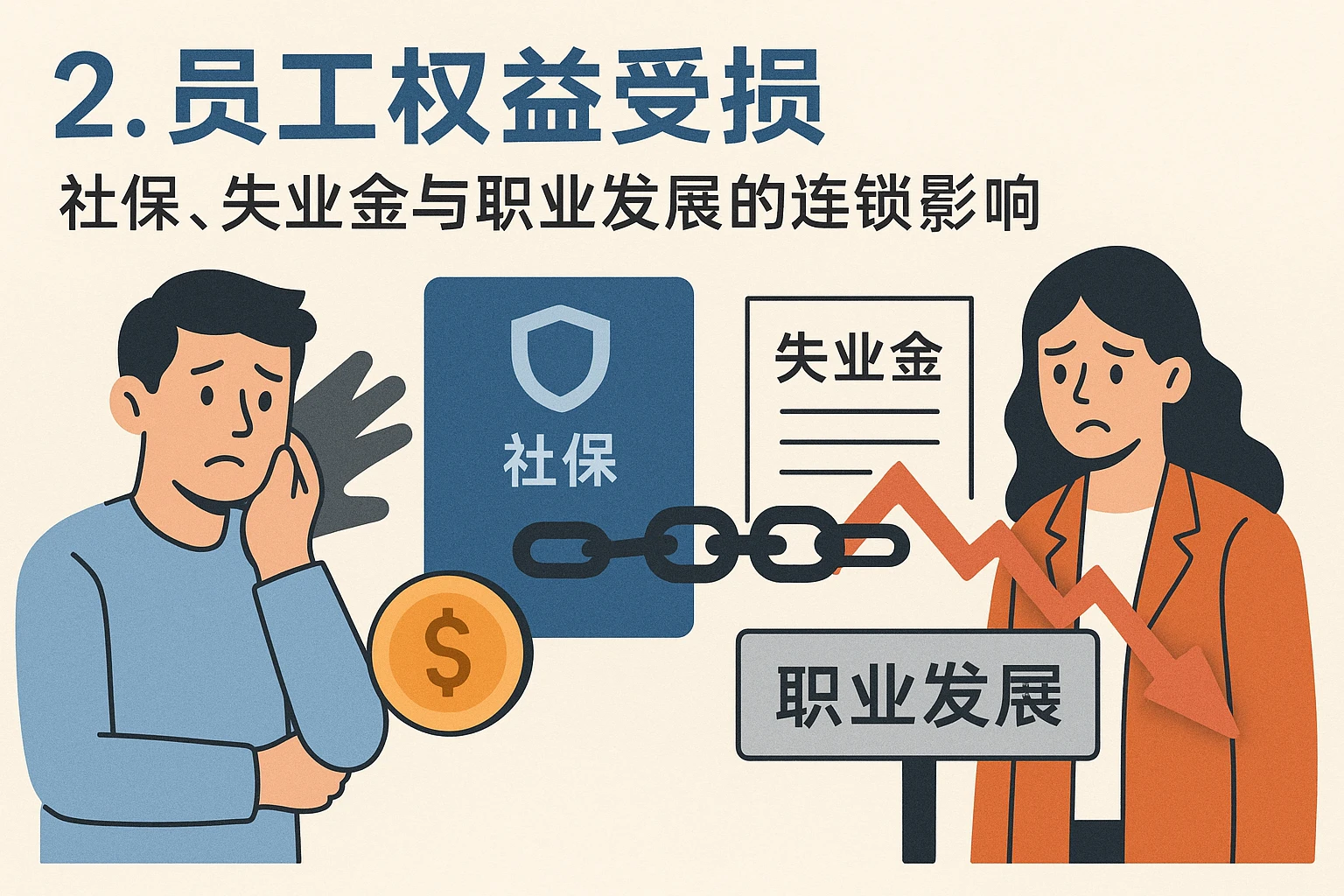 2. 员工权益受损：社保、失业金与职业发展的连锁影响