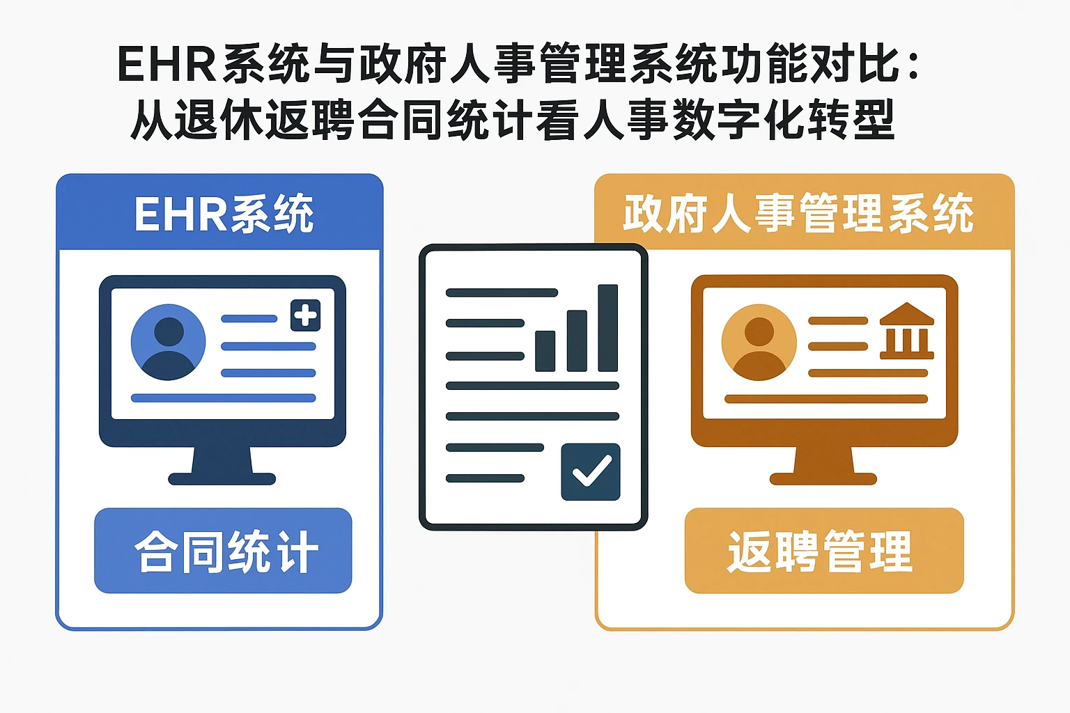 EHR系统与政府人事管理系统功能对比：从退休返聘合同统计看人事数字化转型