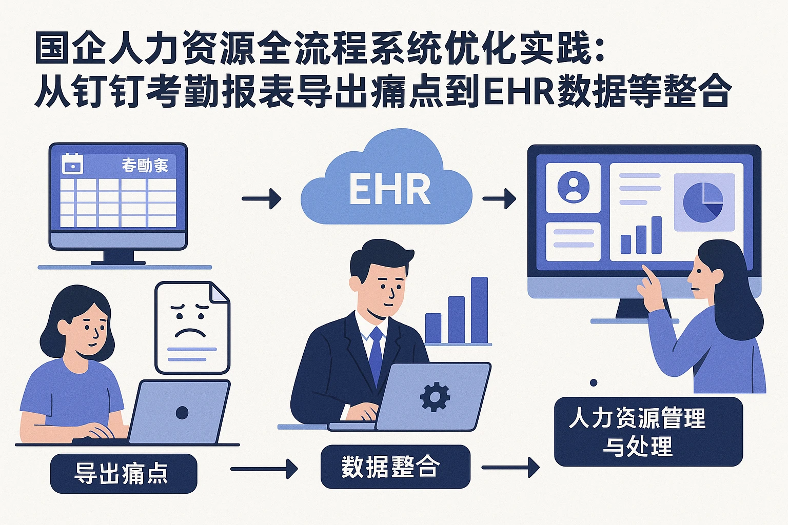 国企人力资源全流程系统优化实践：从钉钉考勤报表导出痛点到EHR数据整合