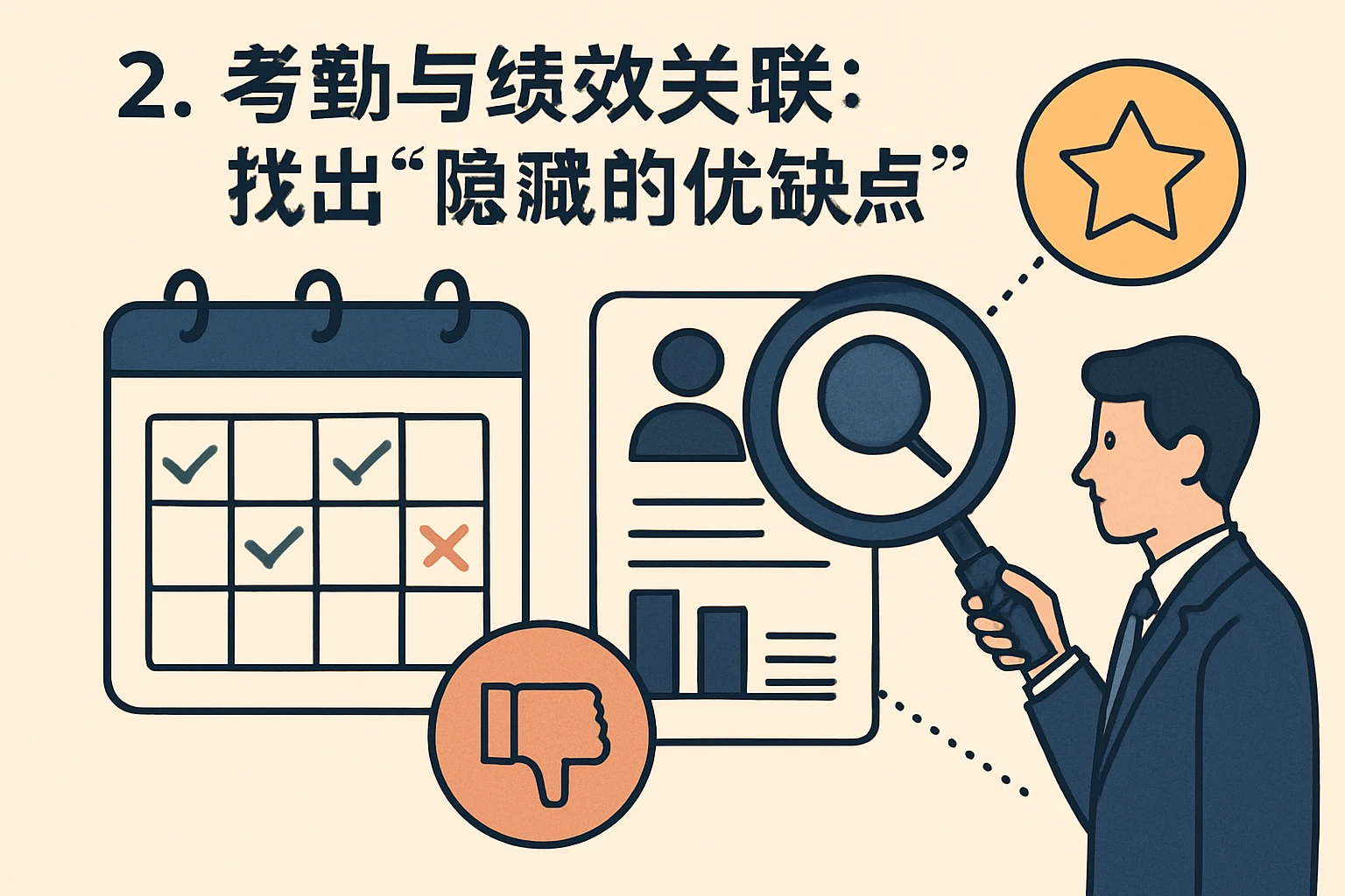 2. 考勤与绩效关联：找出“隐藏的优缺点”