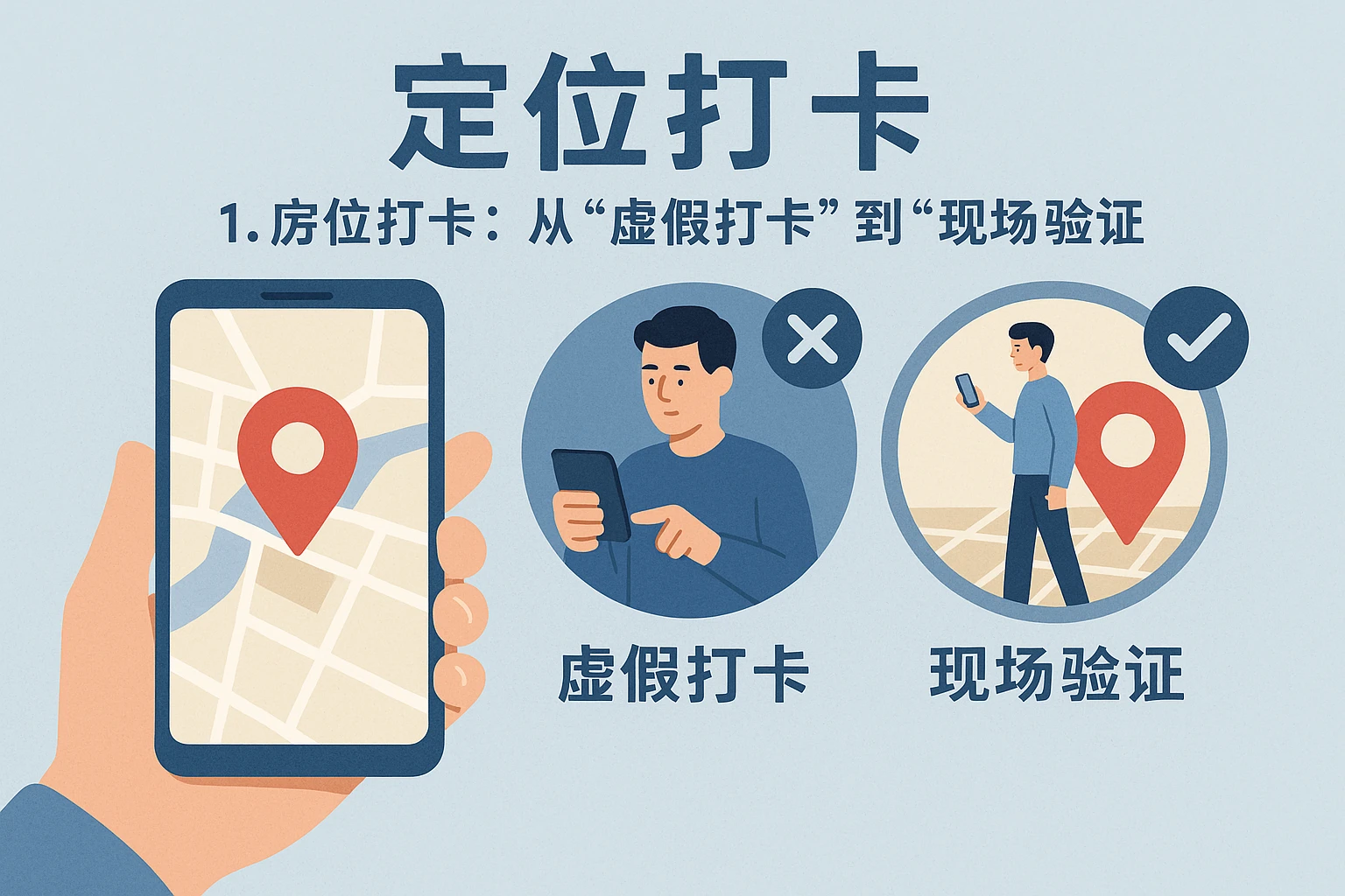 1. 定位打卡：从“虚假打卡”到“现场验证”