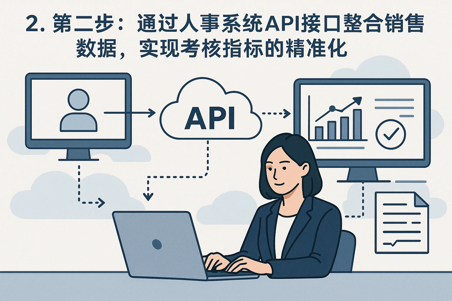 2. 第二步：通过人事系统API接口整合销售数据，实现考核指标的精准化