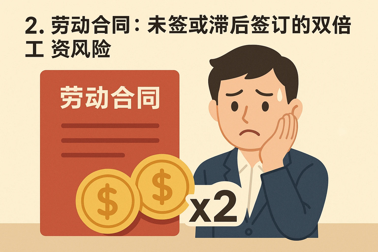 2. 劳动合同：未签或滞后签订的双倍工资风险
