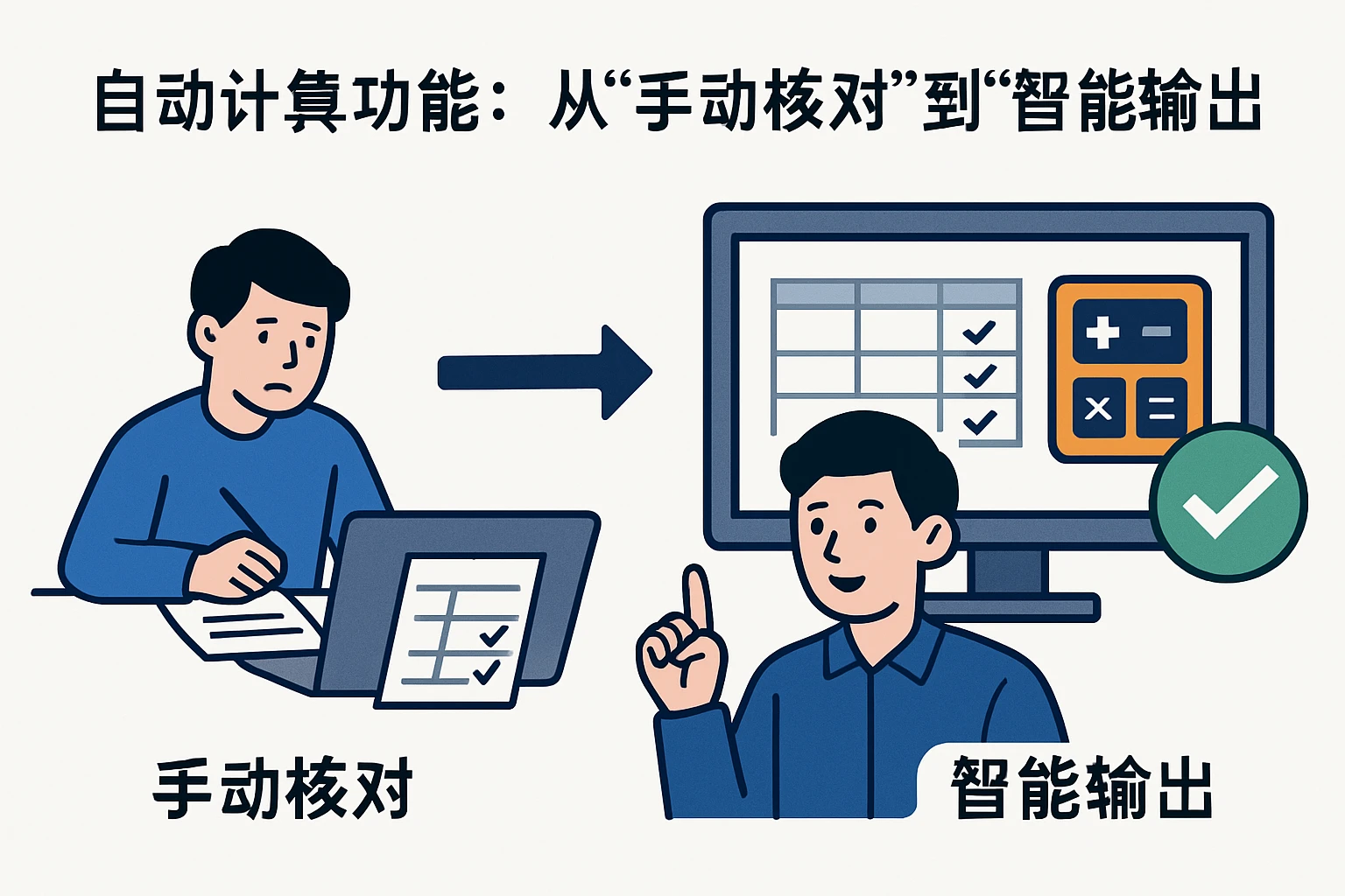 2. 自动计算功能：从“手动核对”到“智能输出”