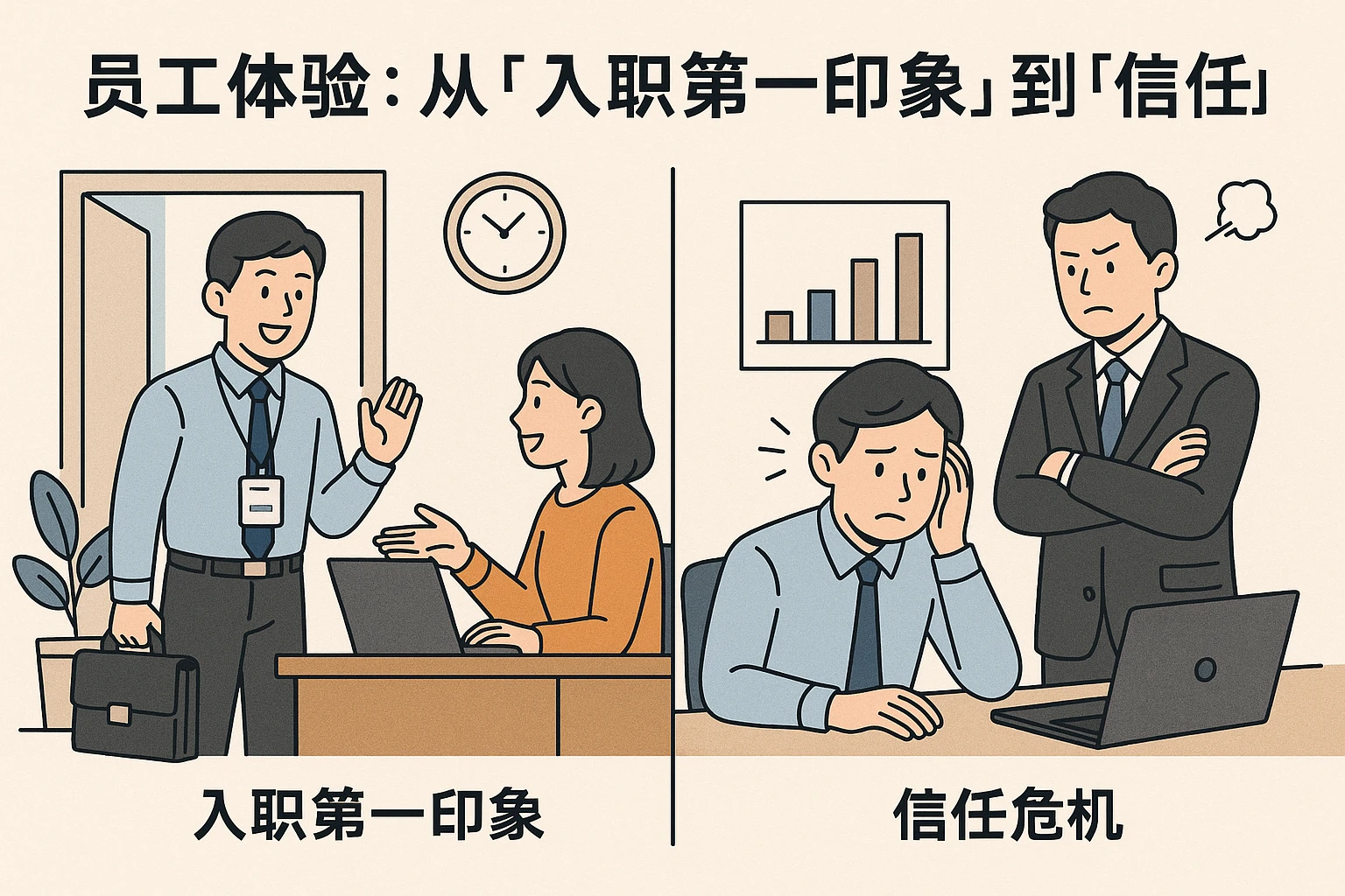 2. 员工体验：从“入职第一印象”到“信任危机”