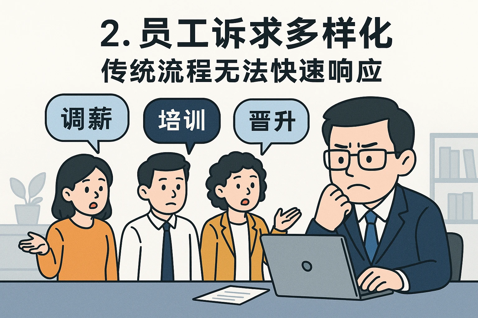 2. 员工诉求多样化：传统流程无法快速响应