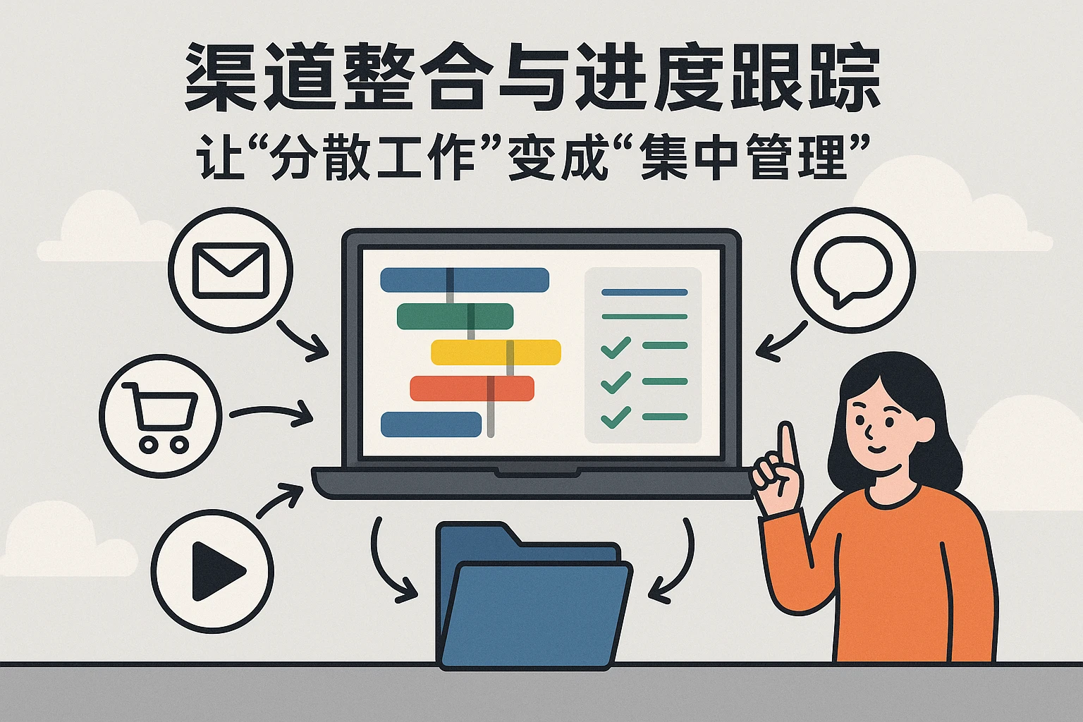 2. 渠道整合与进度跟踪：让“分散工作”变成“集中管理”