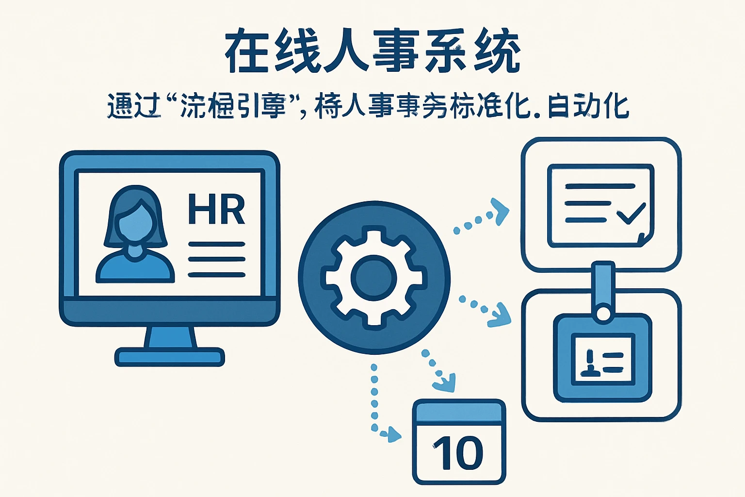 在线人事系统通过“流程引擎”，将人事事务标准化、自动化。比如：