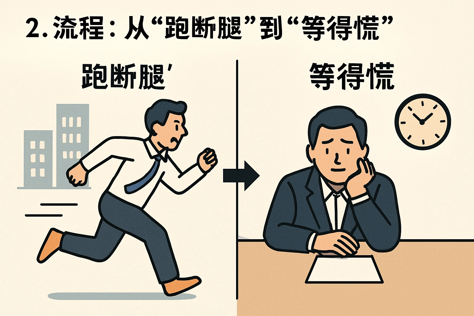 2. 流程：从“跑断腿”到“等得慌”