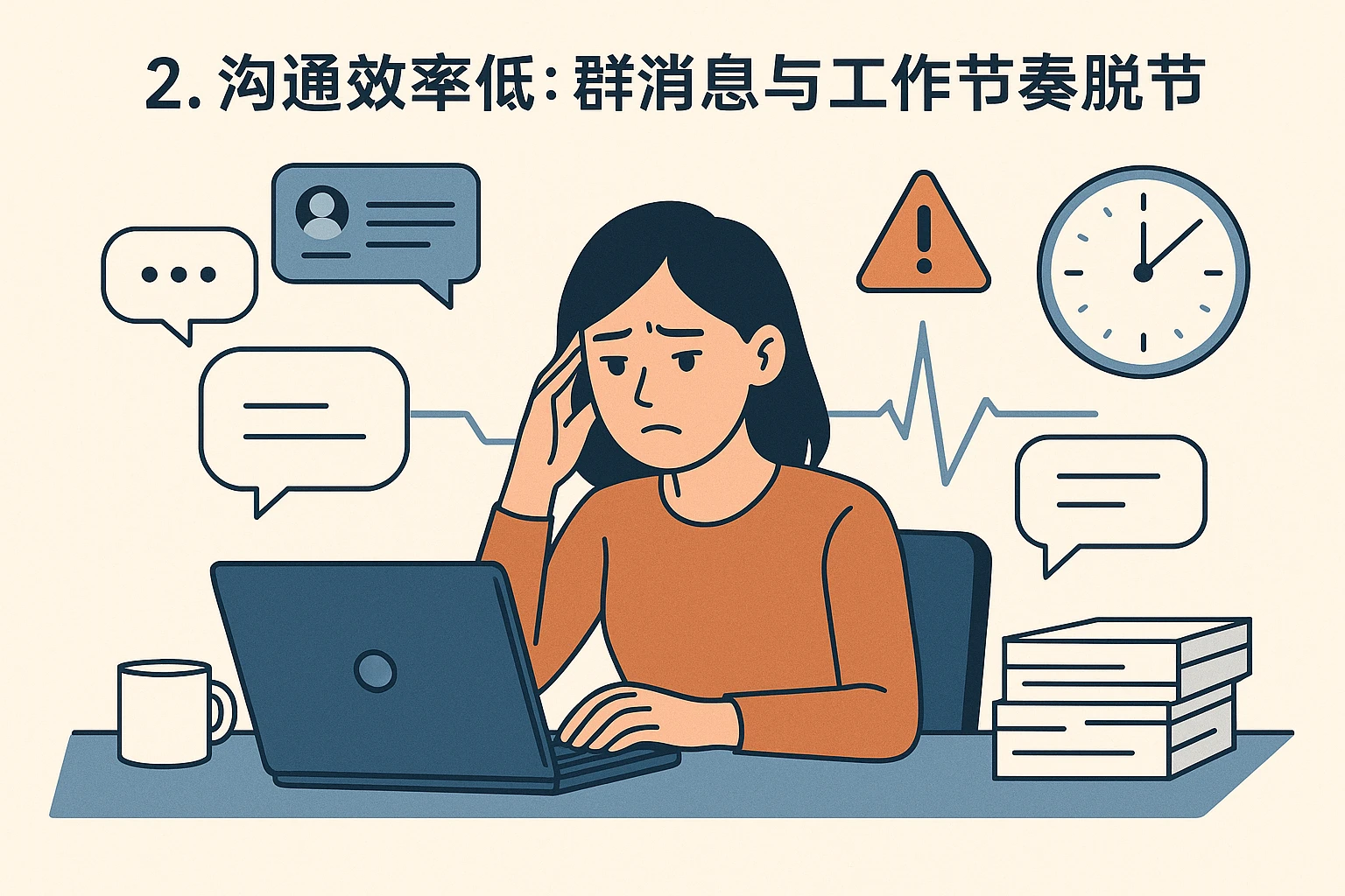 2. 沟通效率低：群消息与工作节奏脱节
