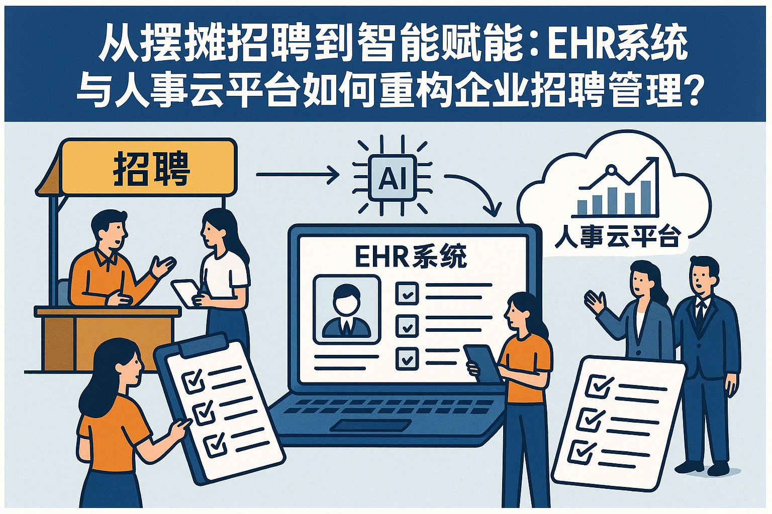 从摆摊招聘到智能赋能：EHR系统与人事云平台如何重构企业招聘管理？