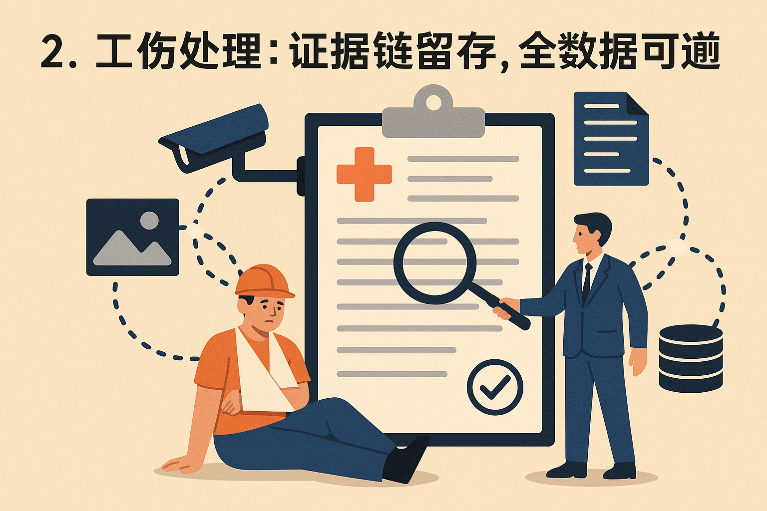 2. 工伤处理：证据链留存，全数据可追溯