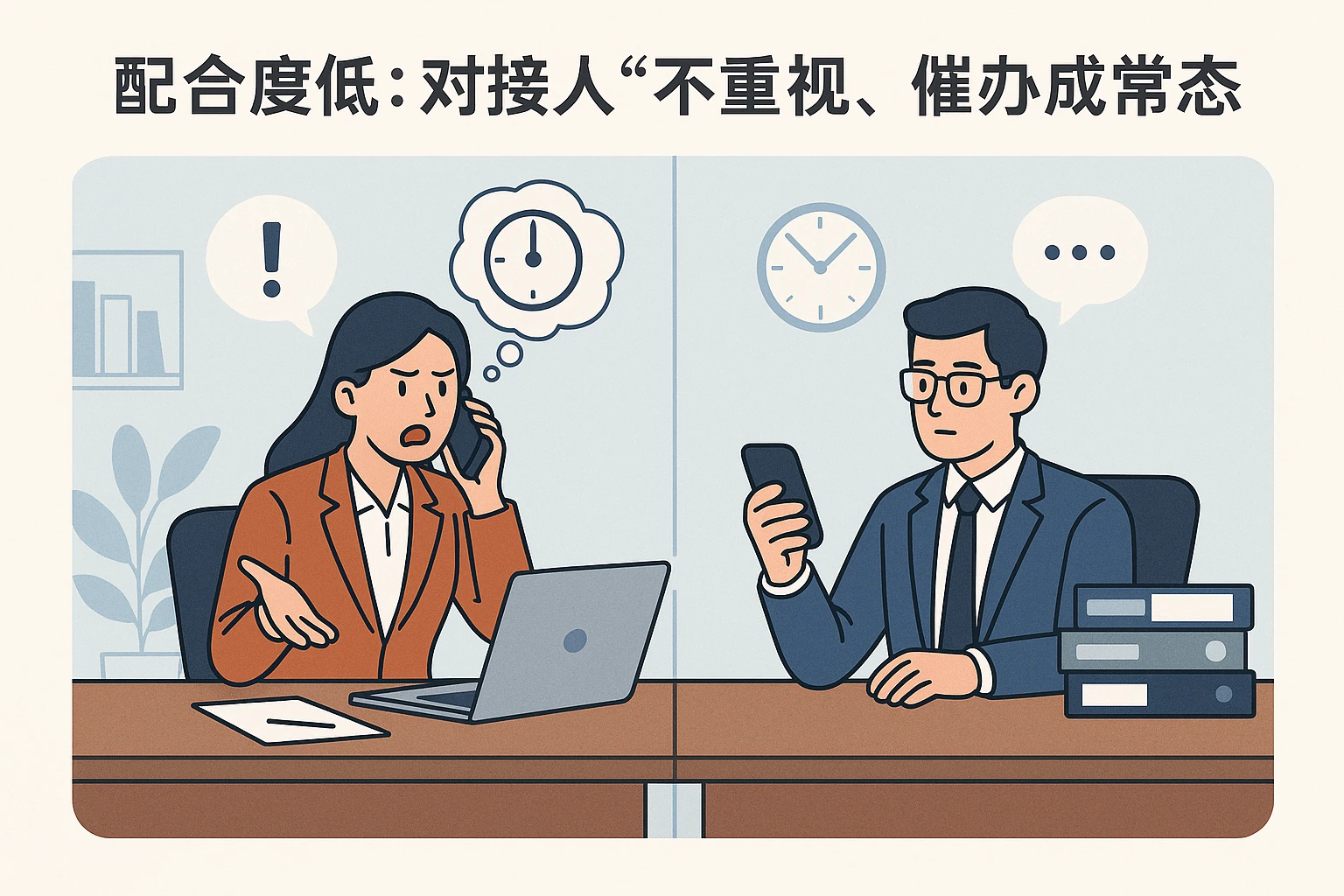 2. 配合度低：对接人“不重视”，催办成常态