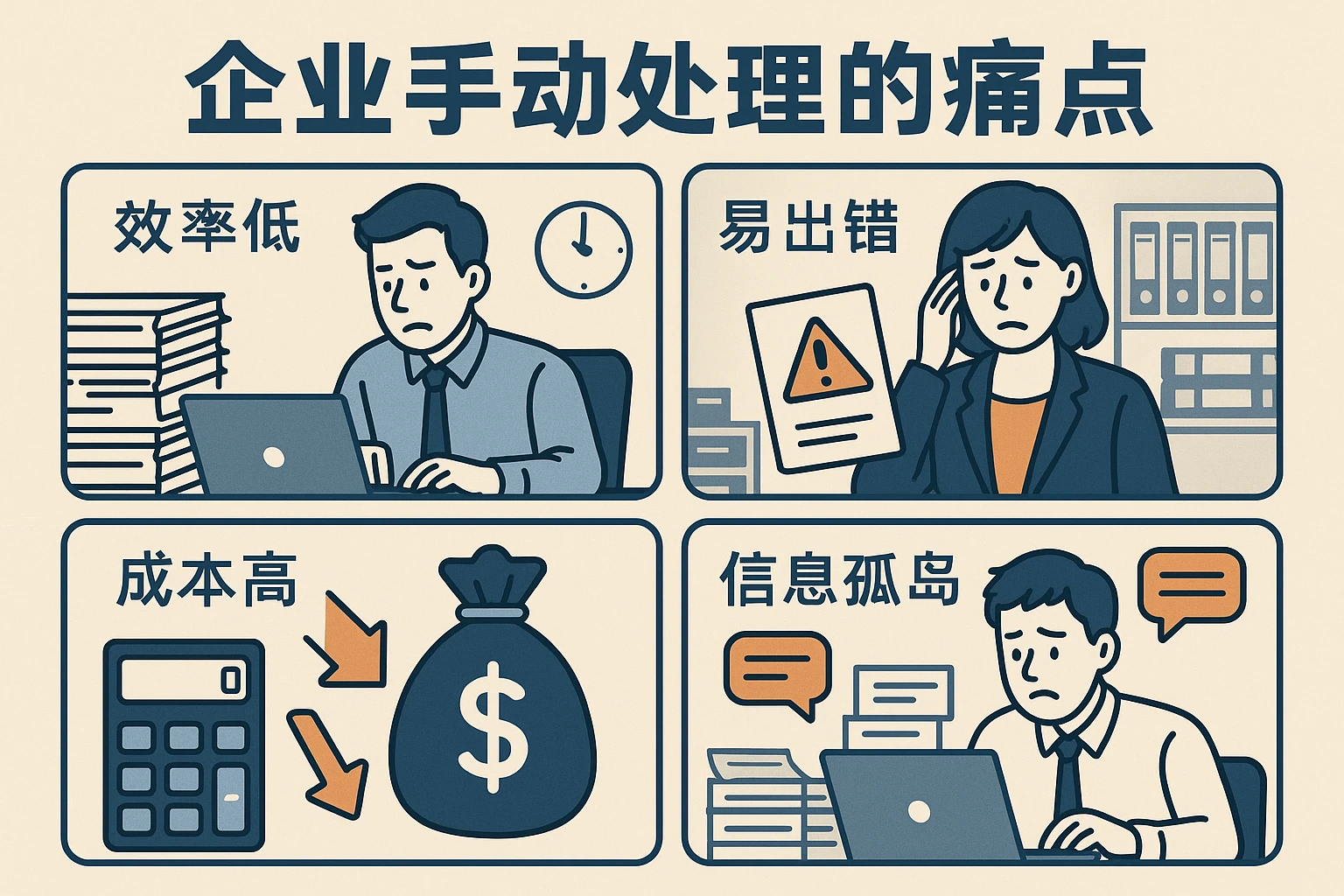 2. 企业手动处理的痛点