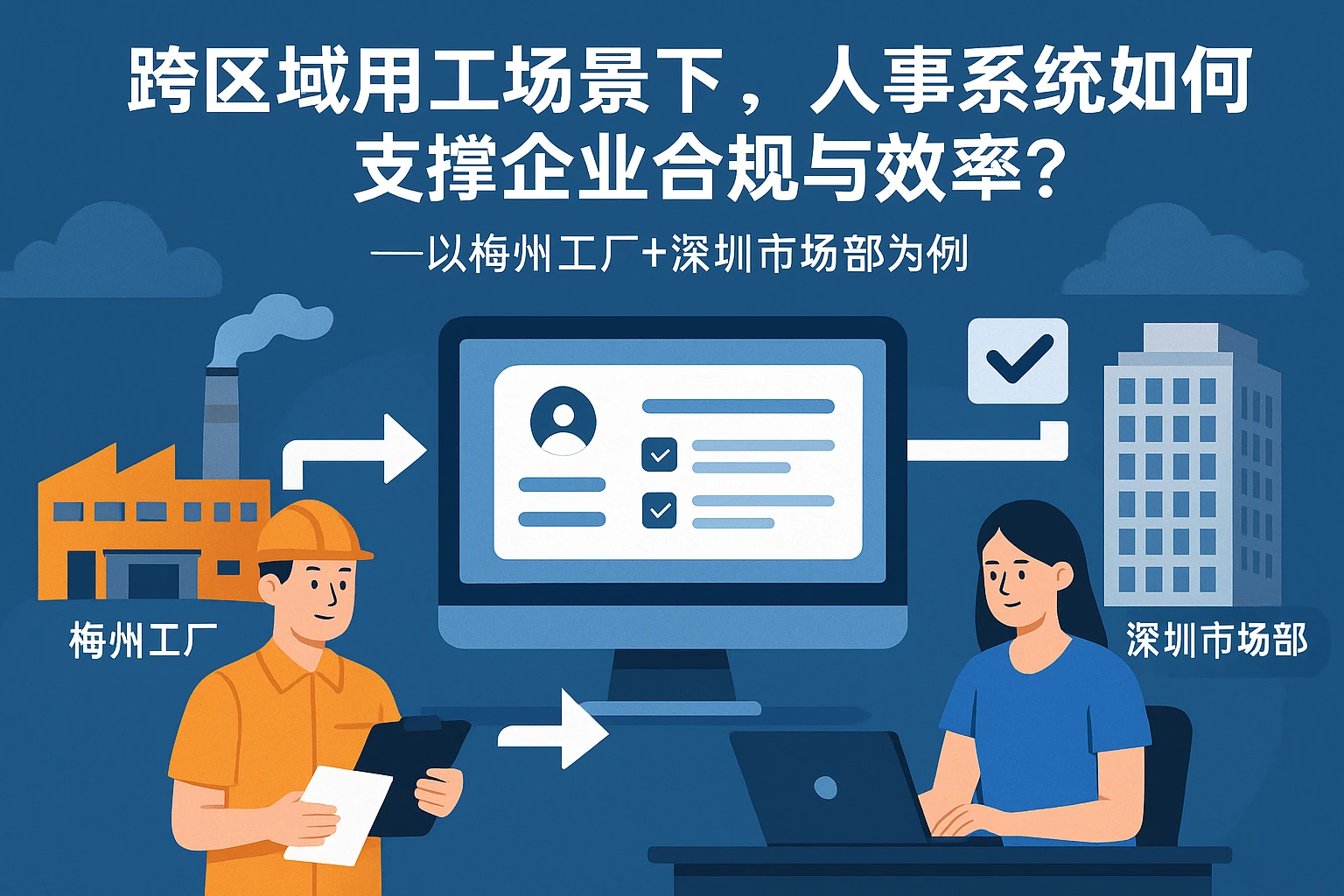 跨区域用工场景下，人事系统如何支撑企业合规与效率？——以梅州工厂+深圳市场部为例