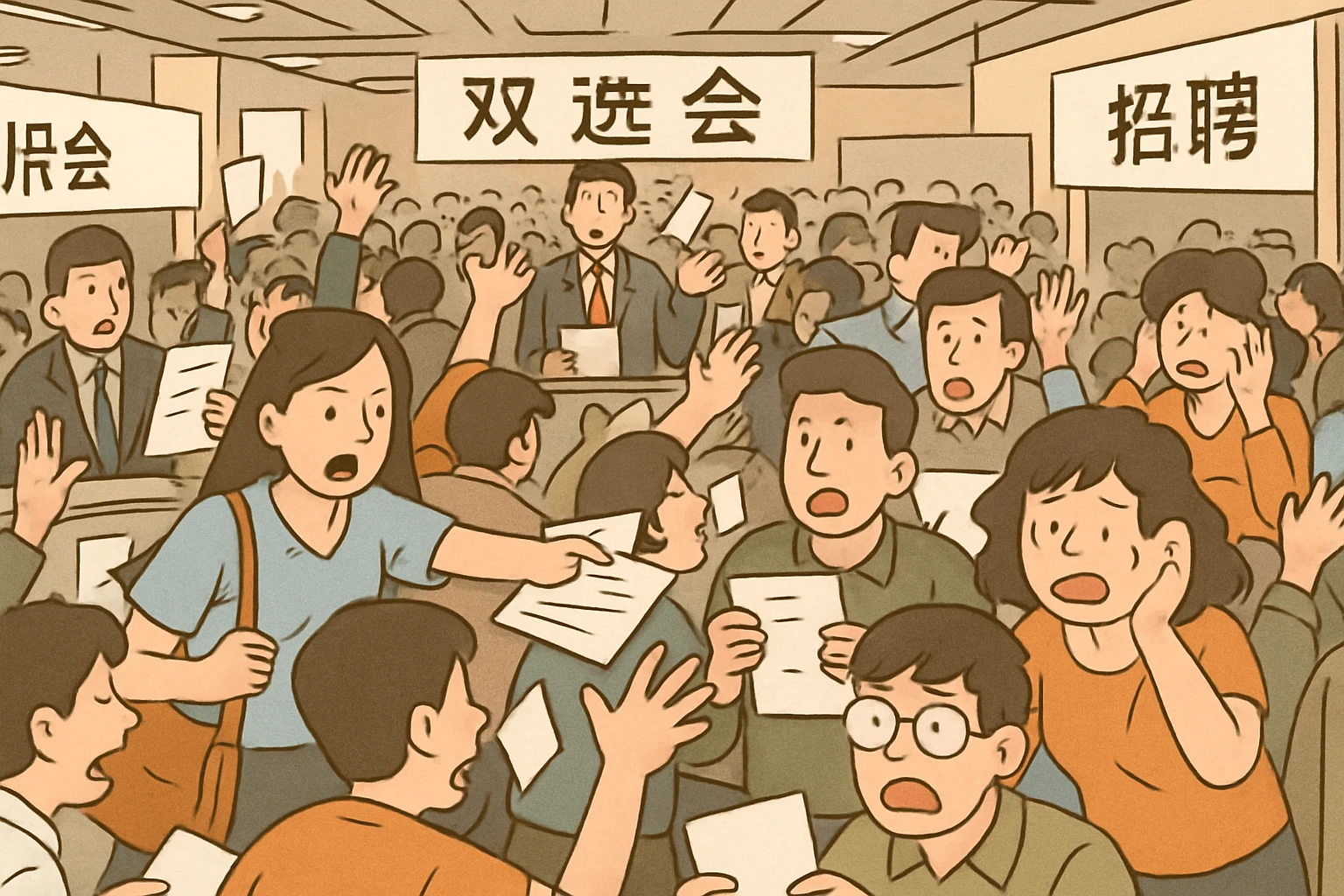 2. 双选会现场“乱成一锅粥”