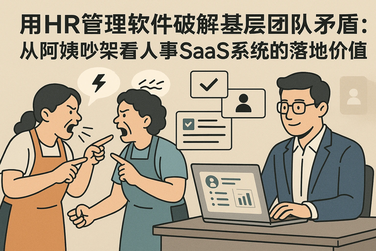 用HR管理软件破解基层团队矛盾：从阿姨吵架看人事SaaS系统的落地价值