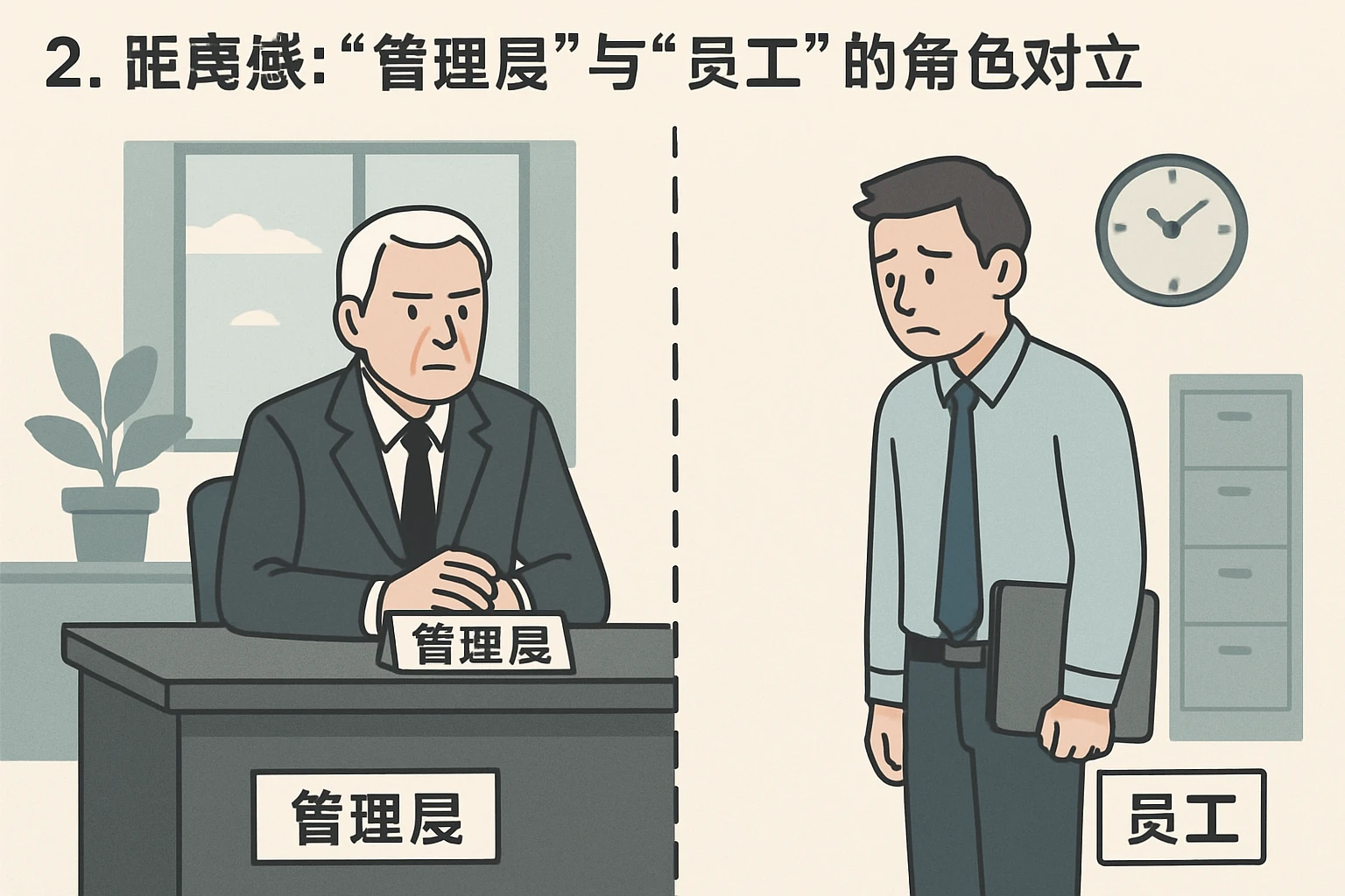 2. 距离感：“管理层”与“员工”的角色对立