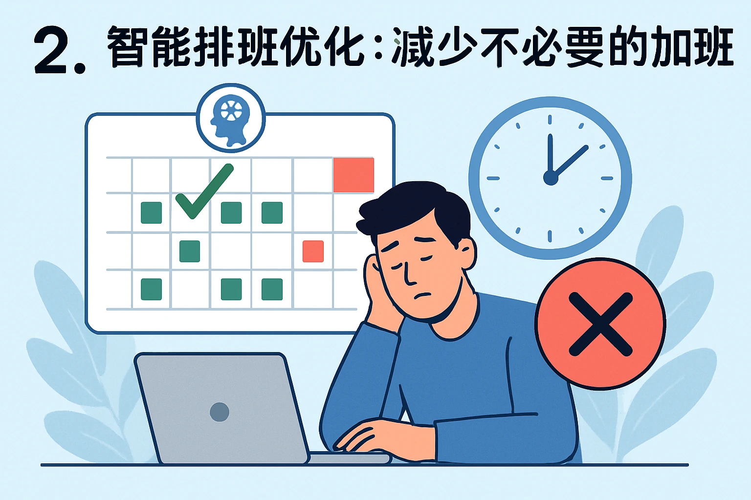 2. 智能排班优化：减少不必要的加班