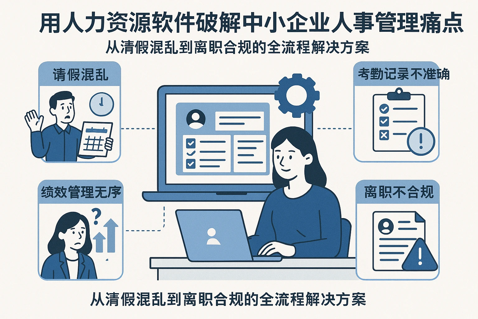 用人力资源软件破解中小企业人事管理痛点：从请假混乱到离职合规的全流程解决方案