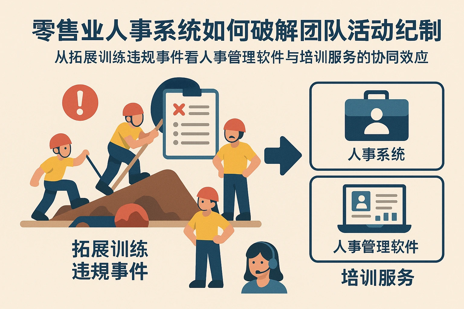 零售业人事系统如何破解团队活动纪律难题——从拓展训练违规事件看人事管理软件与培训服务的协同效应