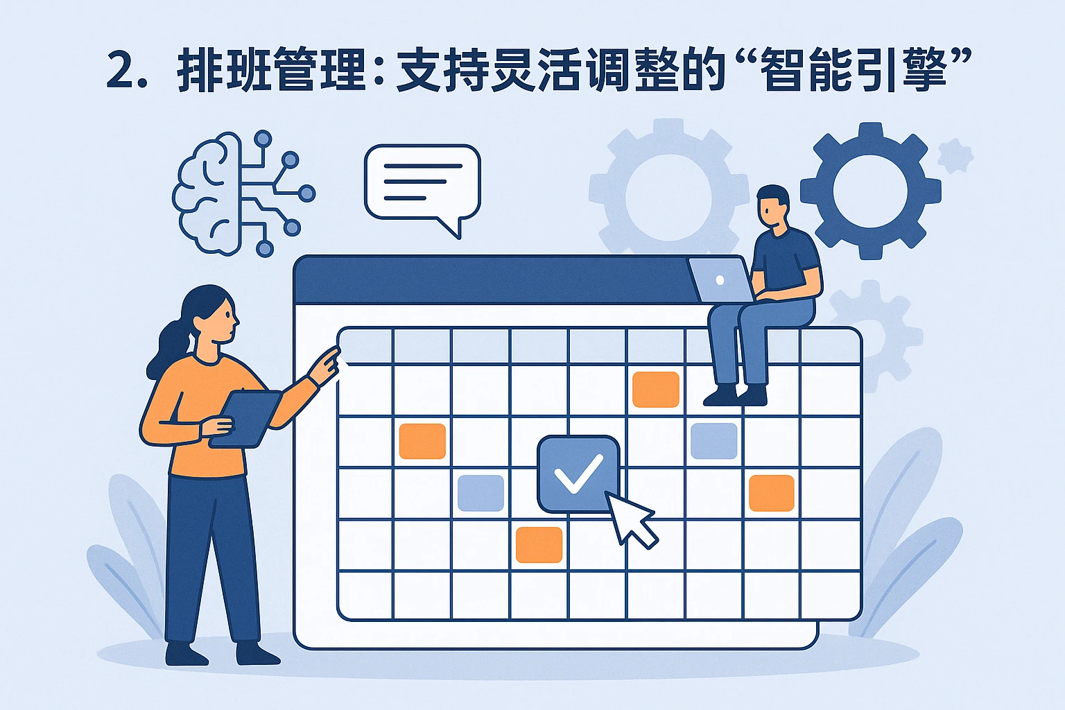 2. 排班管理：支持灵活调整的“智能引擎”