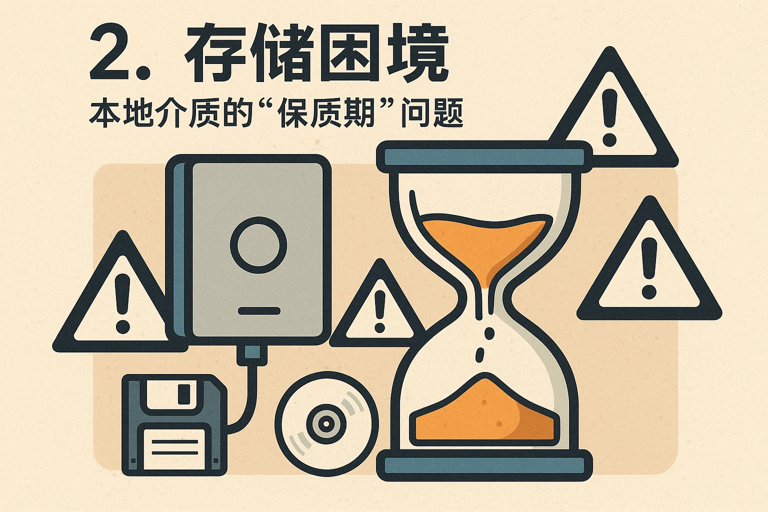 2. 存储困境：本地介质的“保质期”问题