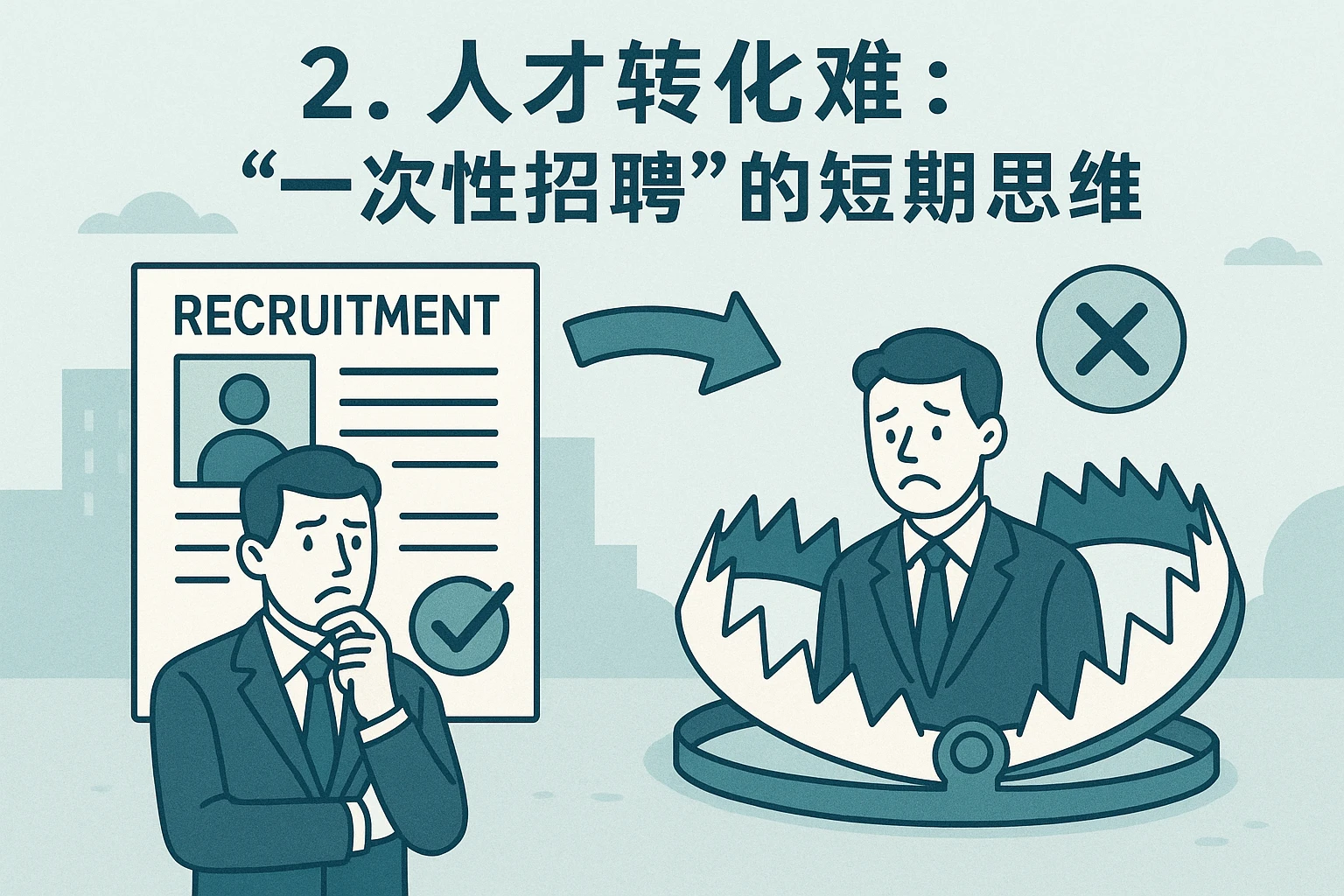 2. 人才转化难：“一次性招聘”的短期思维