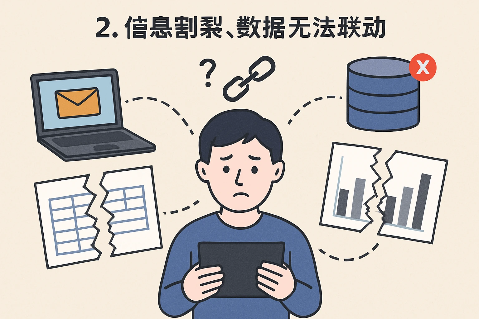 2. 信息割裂，数据无法联动
