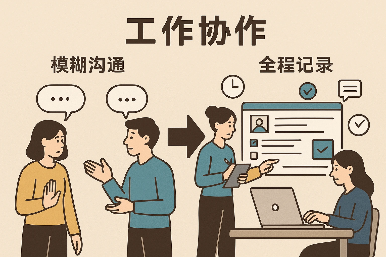 2. 工作协作：从“模糊沟通”到“全程记录”