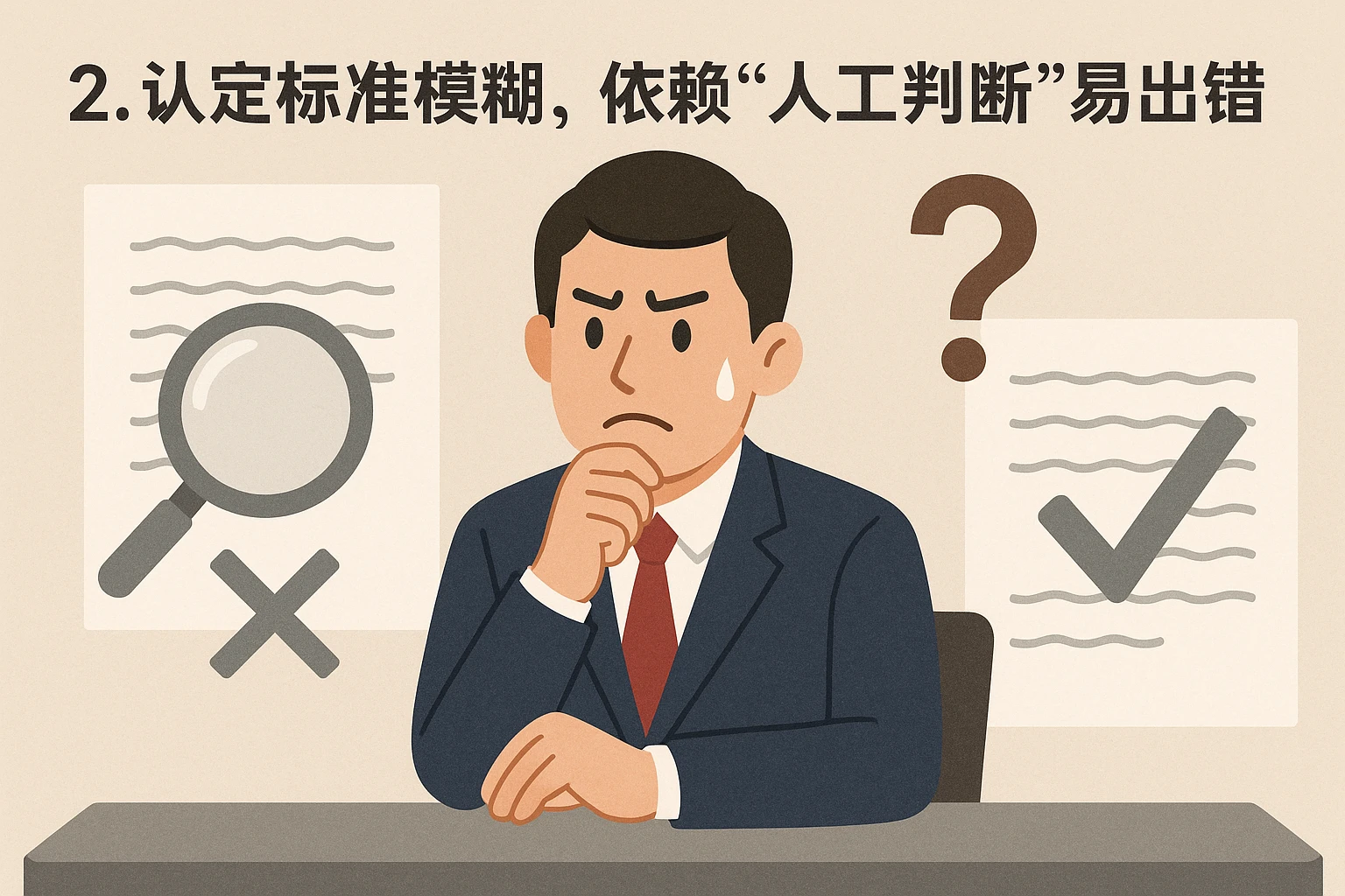 2. 认定标准模糊，依赖“人工判断”易出错