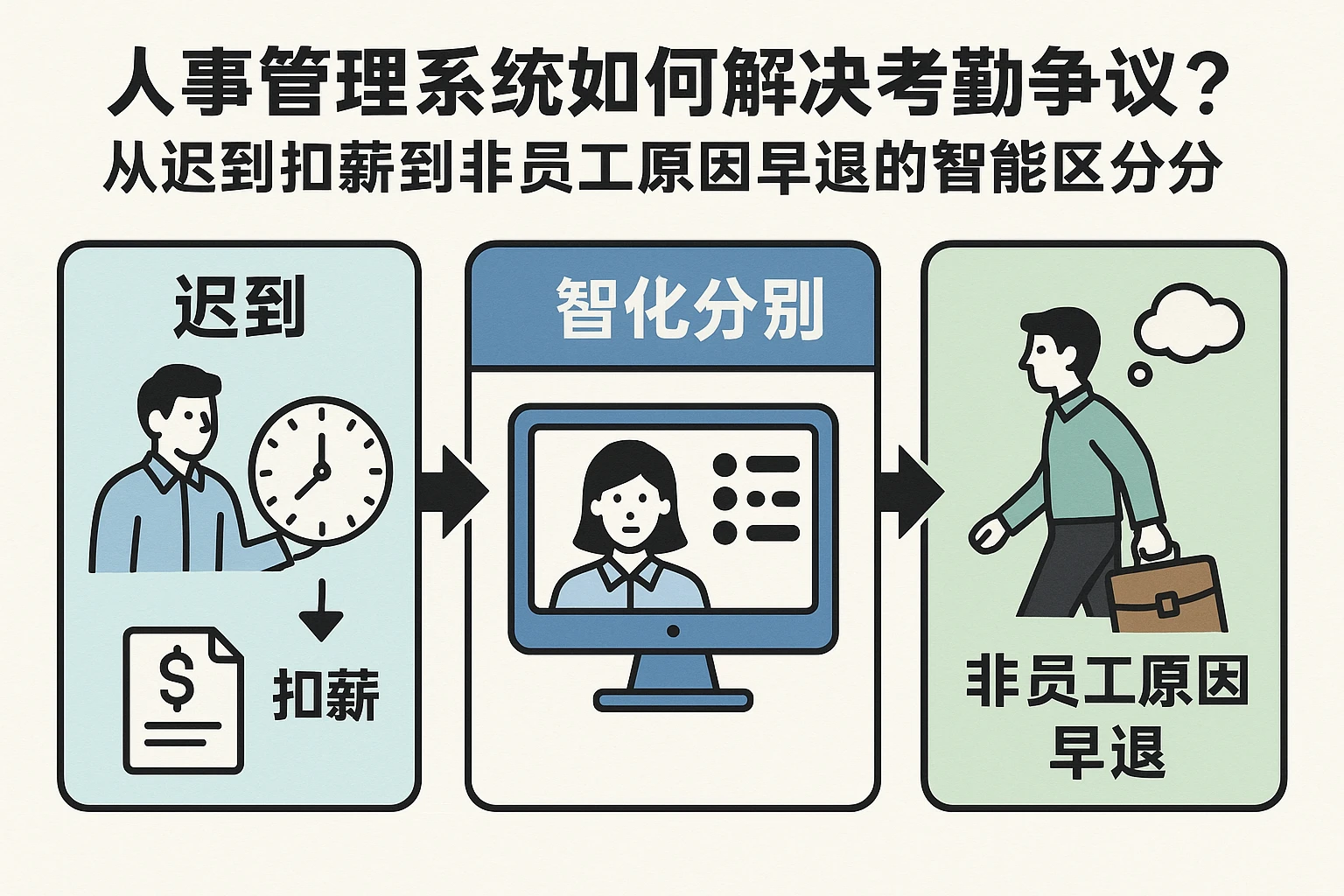 人事管理系统如何解决考勤争议？从迟到扣薪到非员工原因早退的智能区分