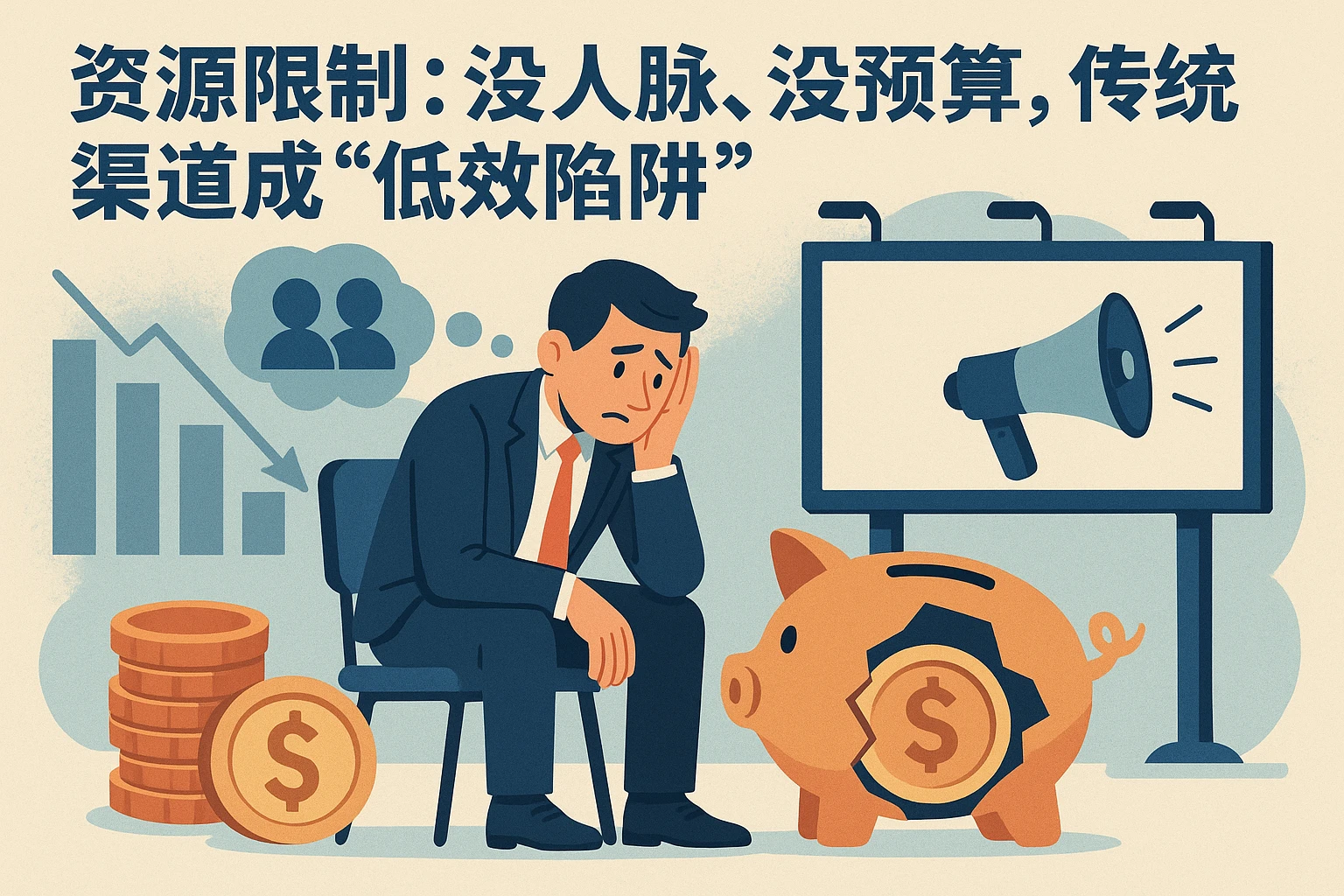 2. 资源限制：没人脉、没预算，传统渠道成“低效陷阱”