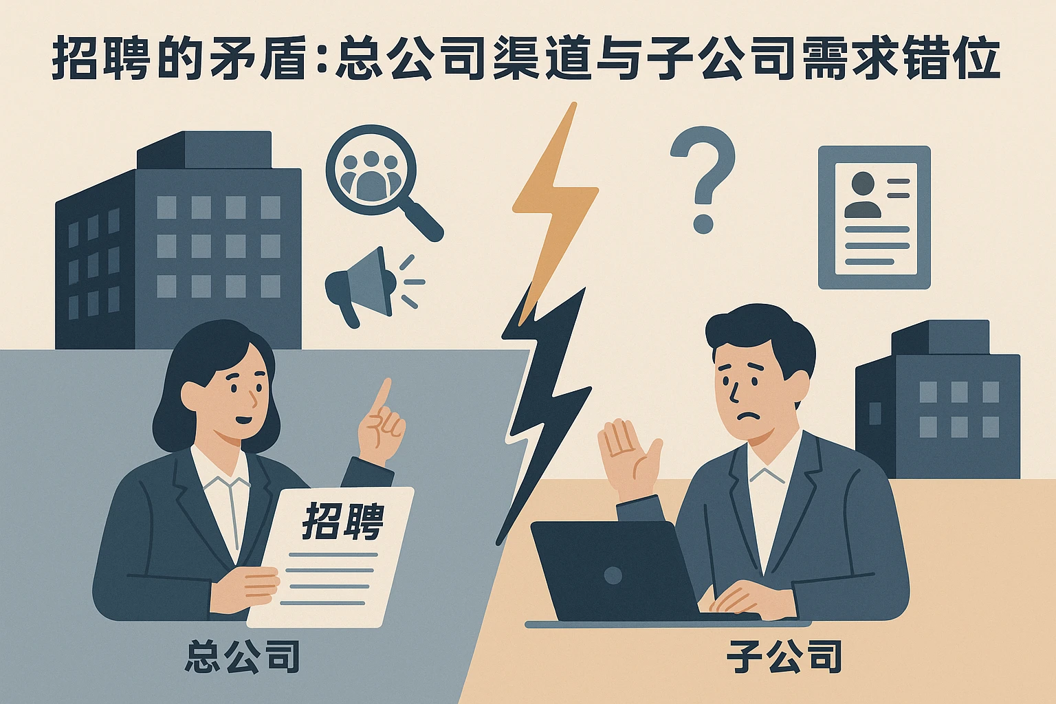 2. 招聘的矛盾：总公司渠道与子公司需求的错位
