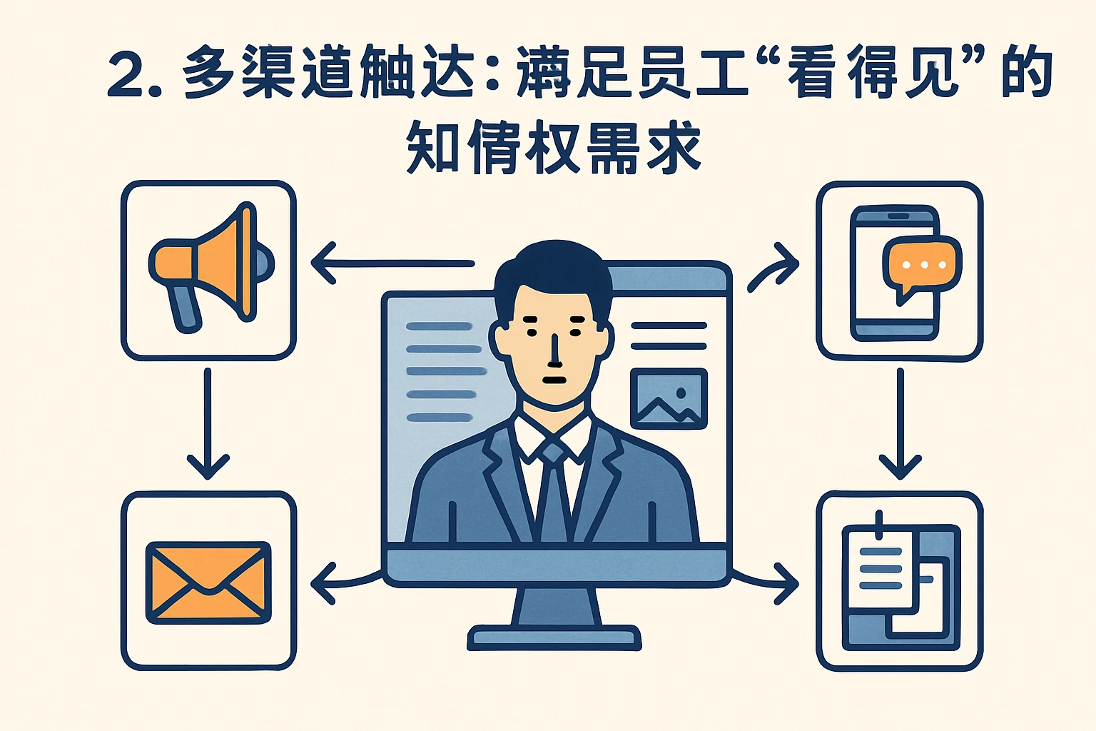 2. 多渠道触达：满足员工“看得见”的知情权需求