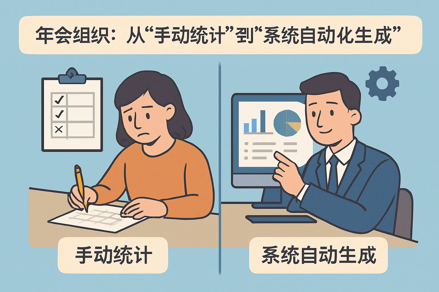 （一）年会组织：从“手动统计”到“系统自动生成”