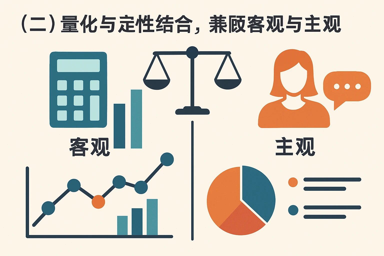 (二)量化与定性结合,兼顾客观与主观