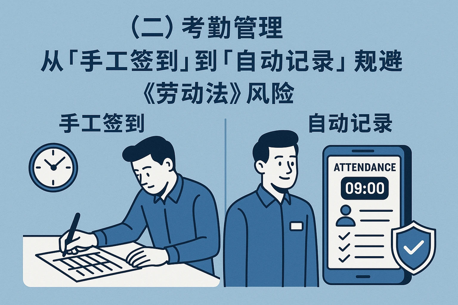 （二）考勤管理：从“手工签到”到“自动记录”，规避《劳动法》风险