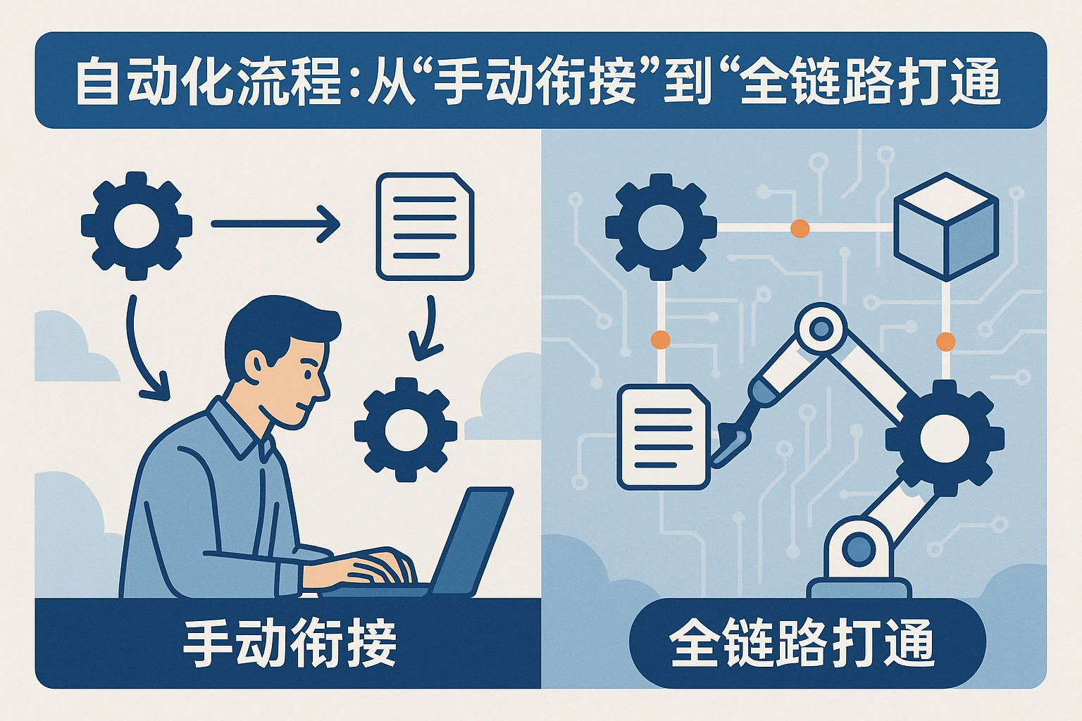 2. 自动化流程：从“手动衔接”到“全链路打通”