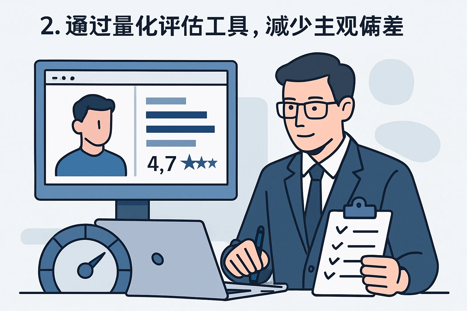 2. 通过量化评估工具，减少主观偏差