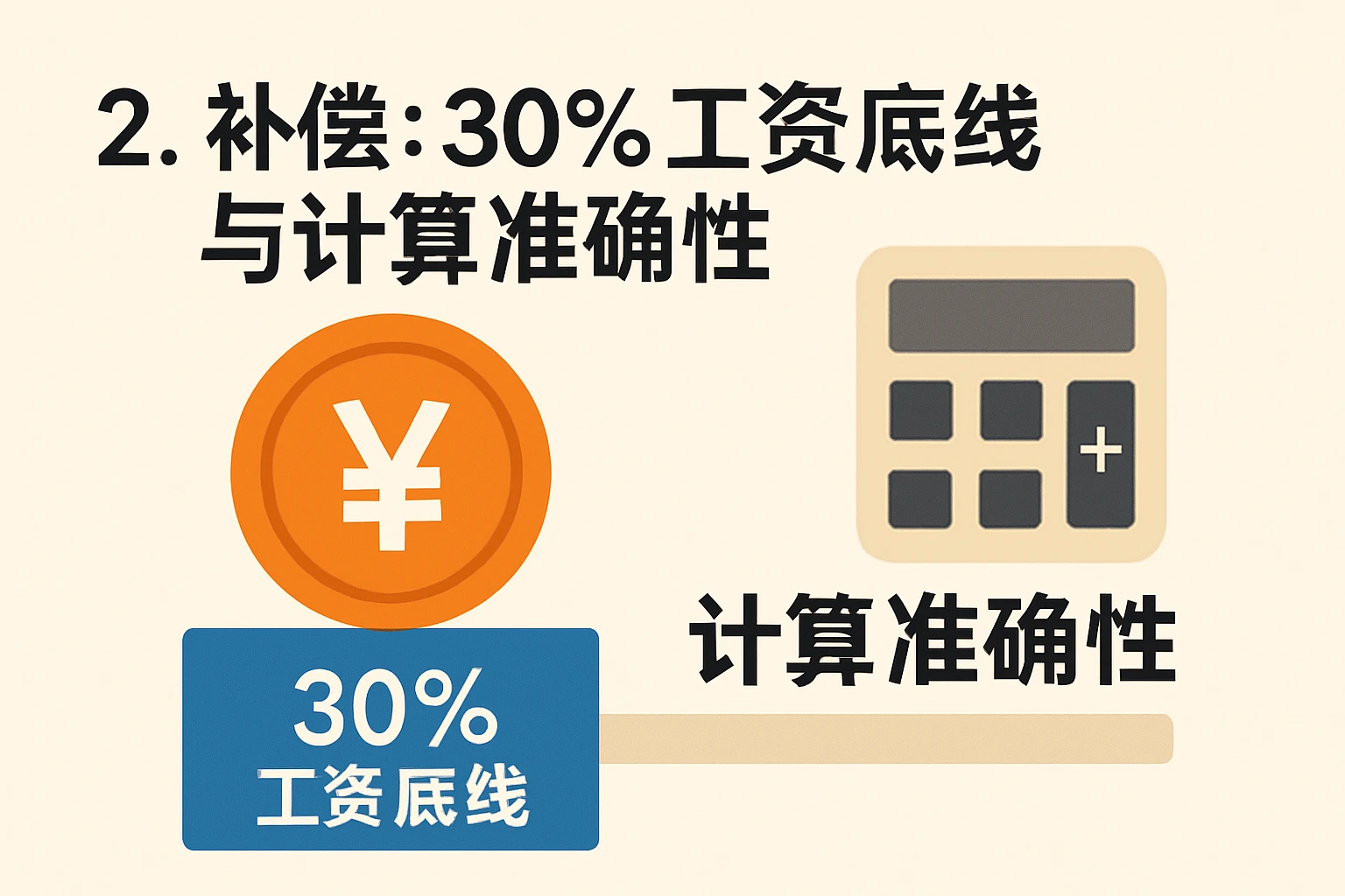 2. 补偿：30%工资底线与计算准确性