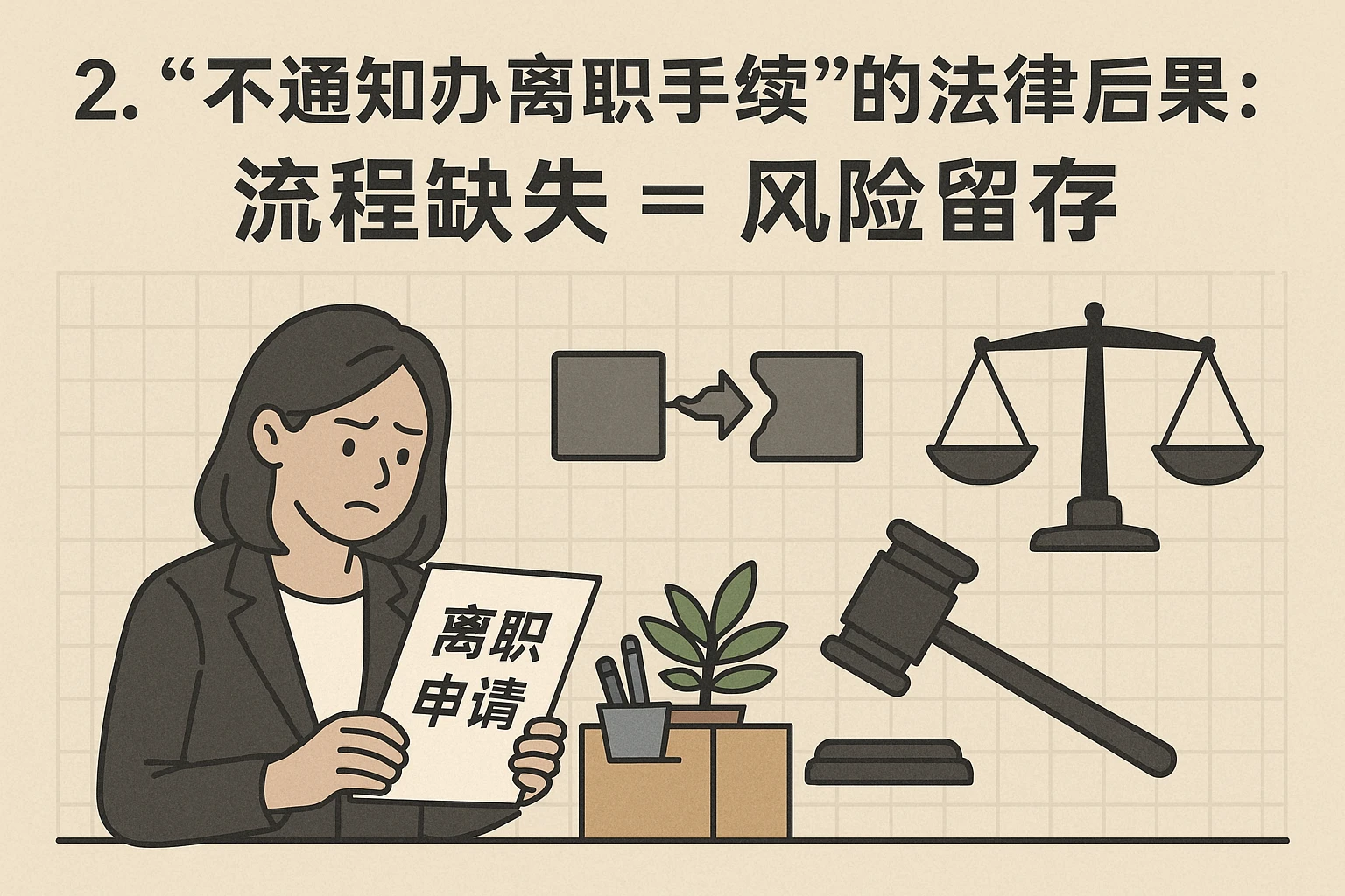 2. “不通知办离职手续”的法律后果：流程缺失=风险留存
