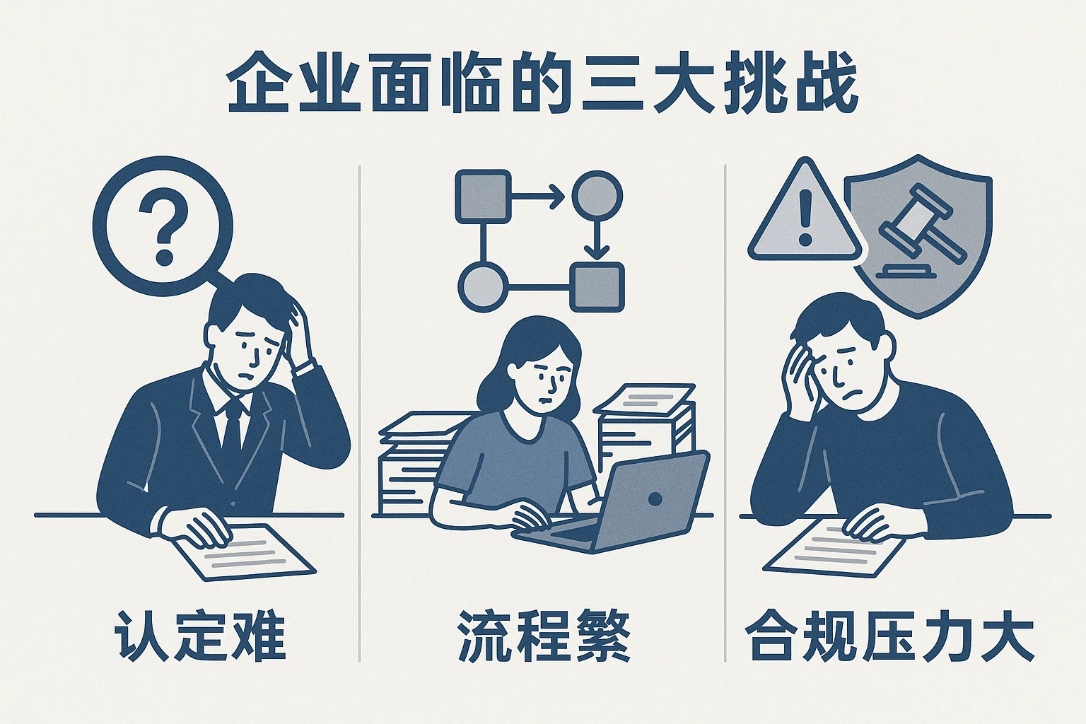 2. 企业面临的三大挑战：认定难、流程繁、合规压力大