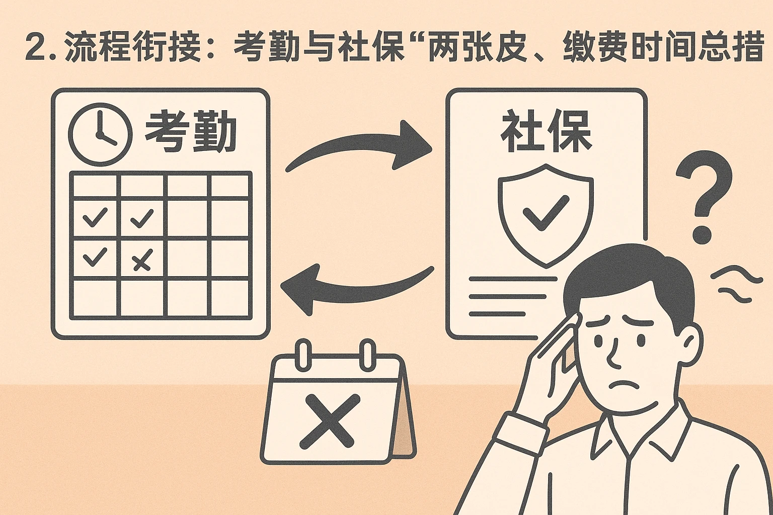 2. 流程衔接：考勤与社保“两张皮”，缴费时间总出错