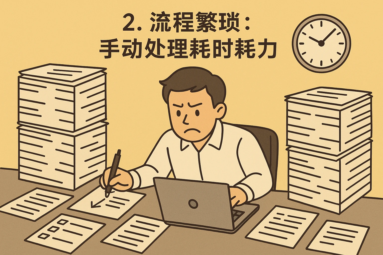 2. 流程繁琐：“手动处理耗时耗力”