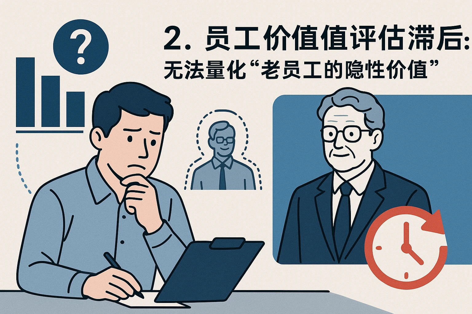2. 员工价值评估滞后：无法量化“老员工的隐性价值”